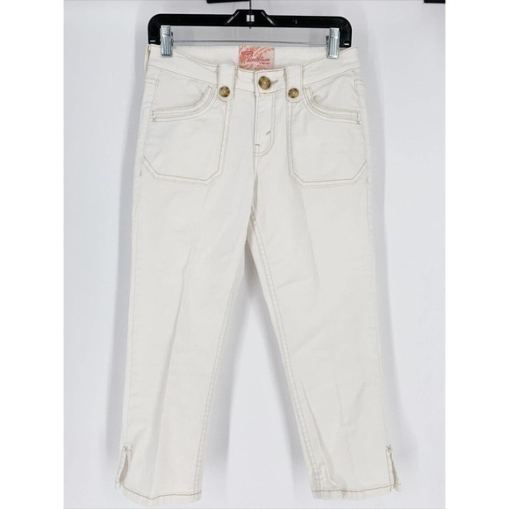 Vtg 90’s Y2K Levi Strauss Stretch White Denim Jean Capri Crop Pants Sz 4 (28x22)